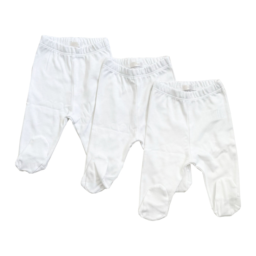 Pack de 3 patitas blancas para bebé: tres pantalones con cintura elástica