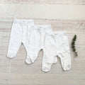 Pack de 3 patitas blancas para bebé: tres pantalones con puño elástico