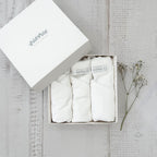 Pack de 3 bodys básicos blancos en caja; manga larga y costuras cruzadas