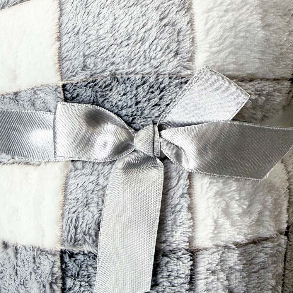 Manta Polar Cuadros Gris
