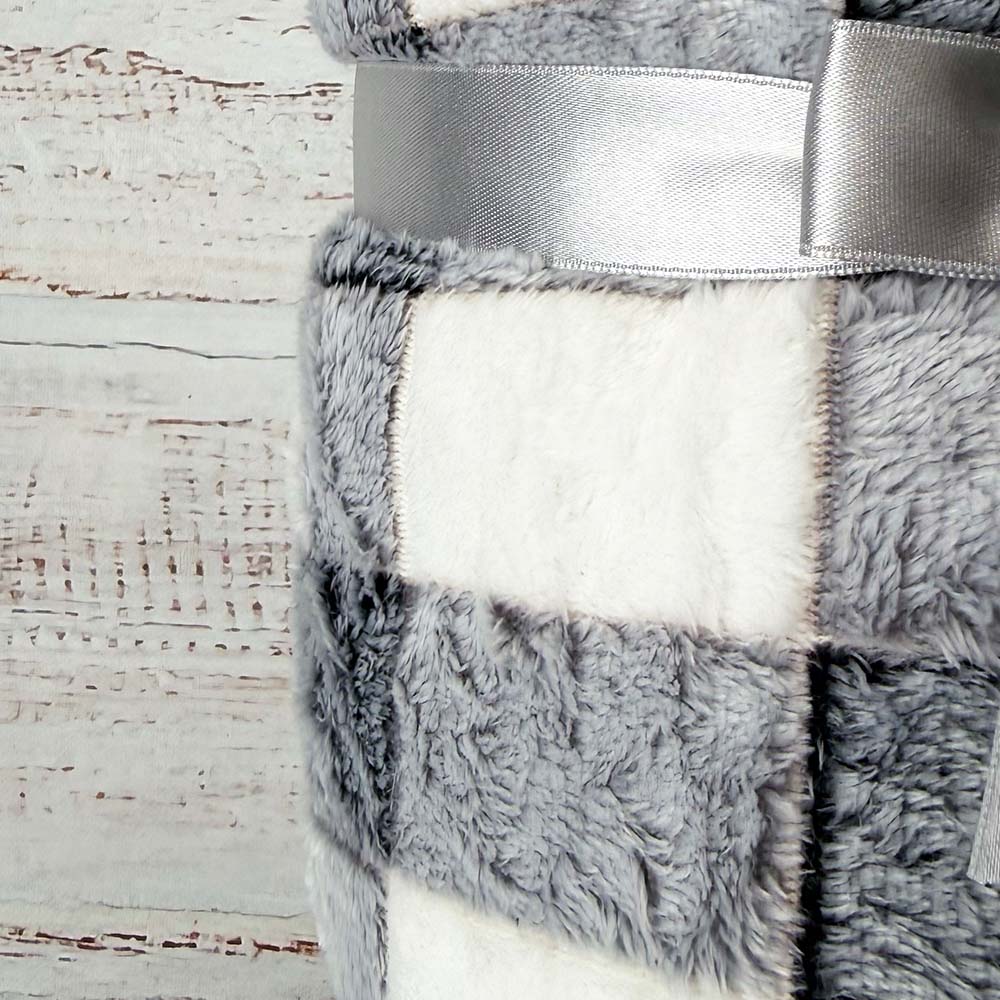 Manta Polar Cuadros Gris