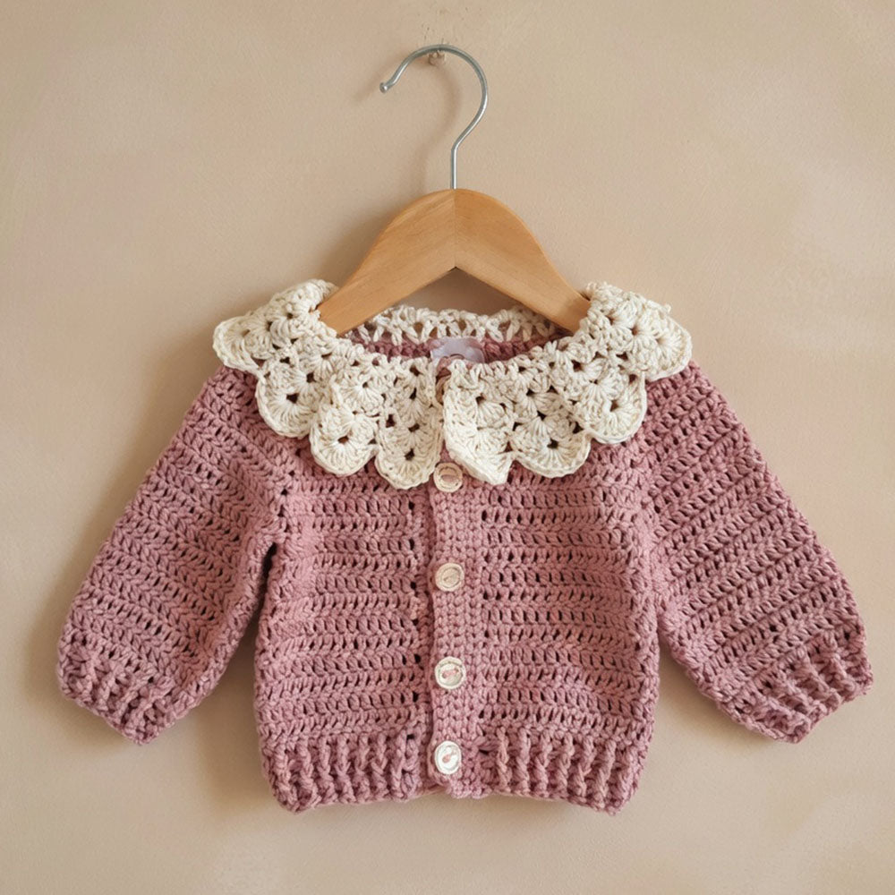 Chaleco Crochet Cuello Palo Rosa