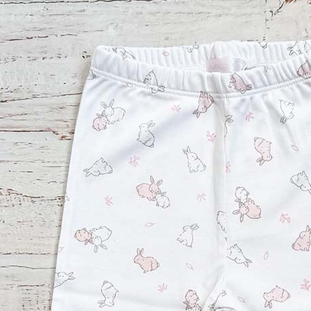 Pantalón de bebé blanco con estampado de conejitos y cintura elástica