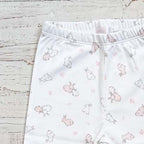 Pantalón de bebé blanco con estampado de conejitos y cintura elástica